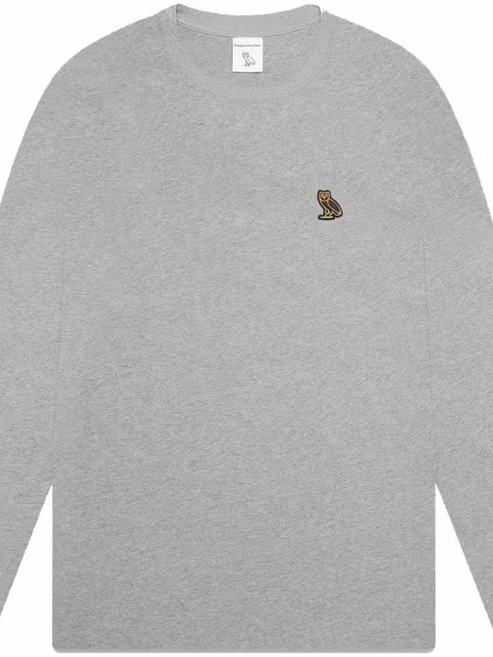OVO Heather Gray Long-Sleeve Crewneck with Owl Patch